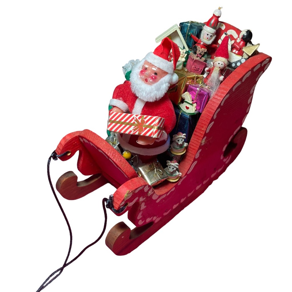 Vintage Wooden Sleigh Santa and Presents